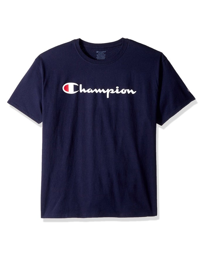 Champion Cotton Script Logo Erkek Çocuk Tişört Lacivert ( BHYKGP386 )